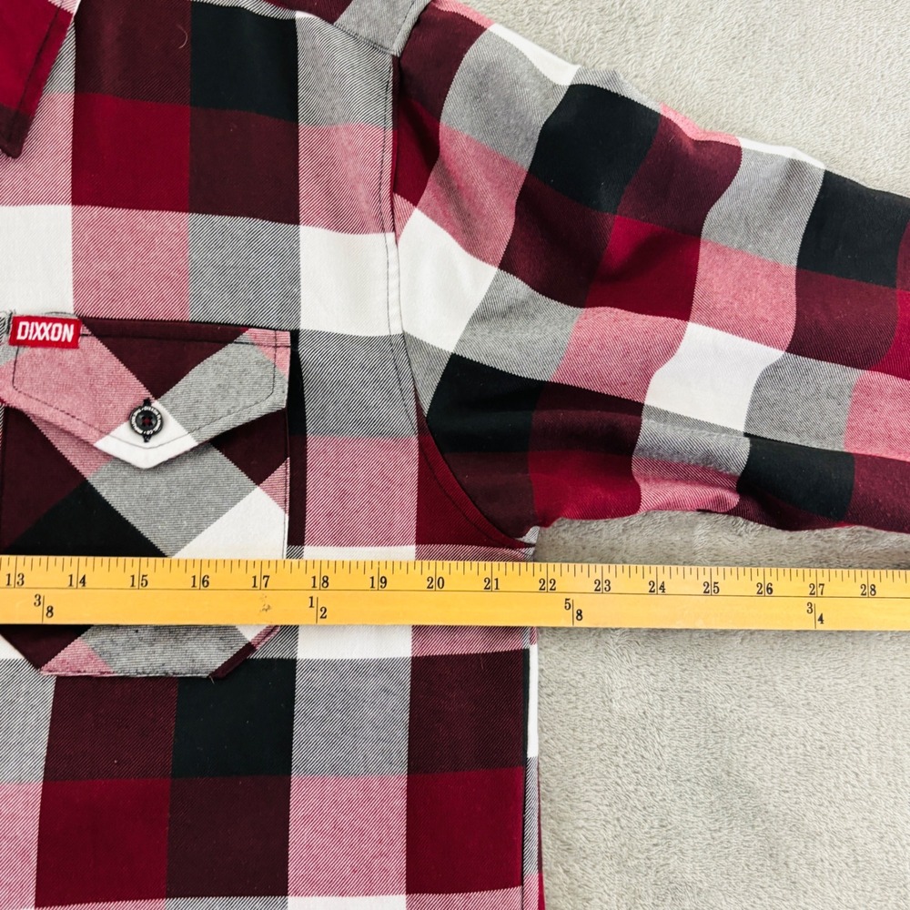 Dixxon Flannel Southpaw Button Up Shirt Mens M Red Black White Plaid Long Sleeve - Picture 6 of 9